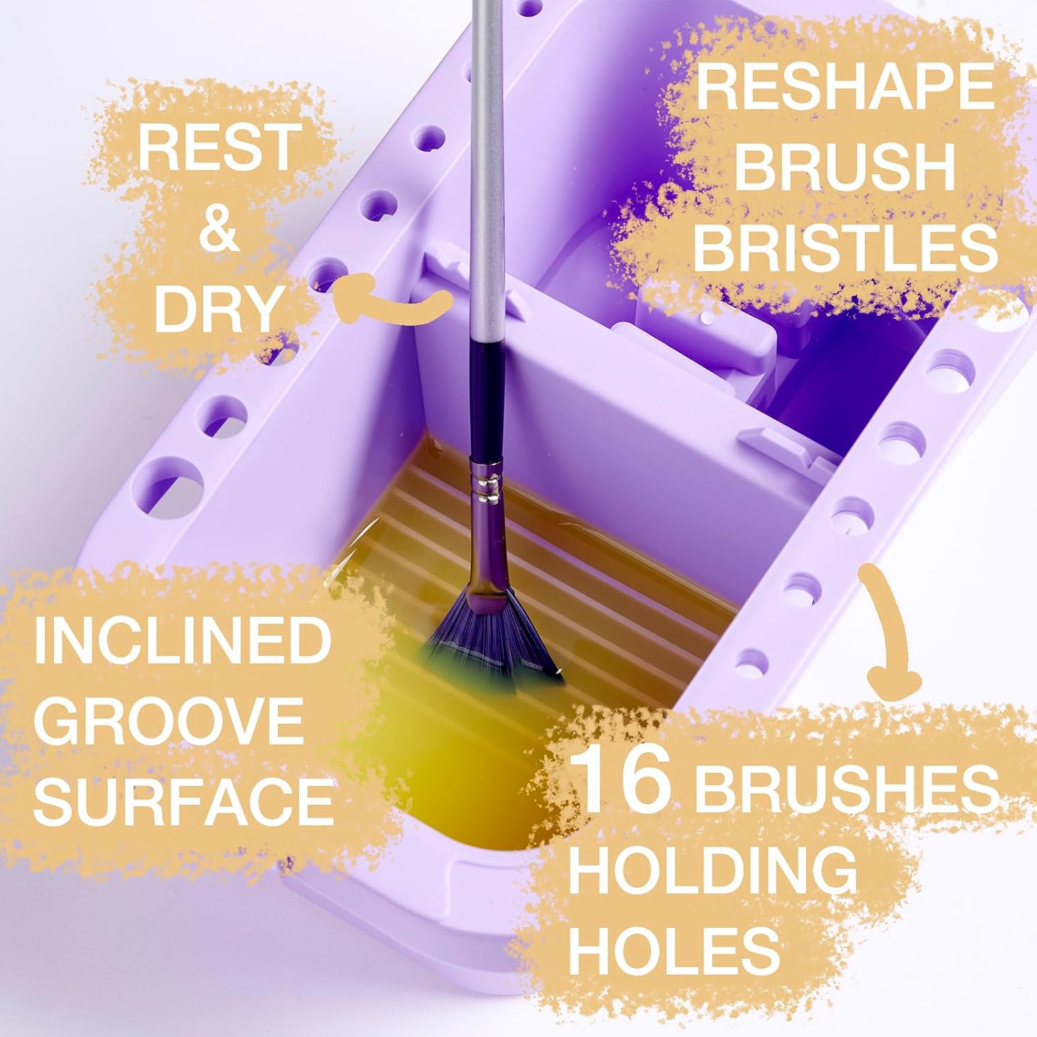 SEVENY Paint Brush Cleaner, Holder & Organizer with Palette, Purple
