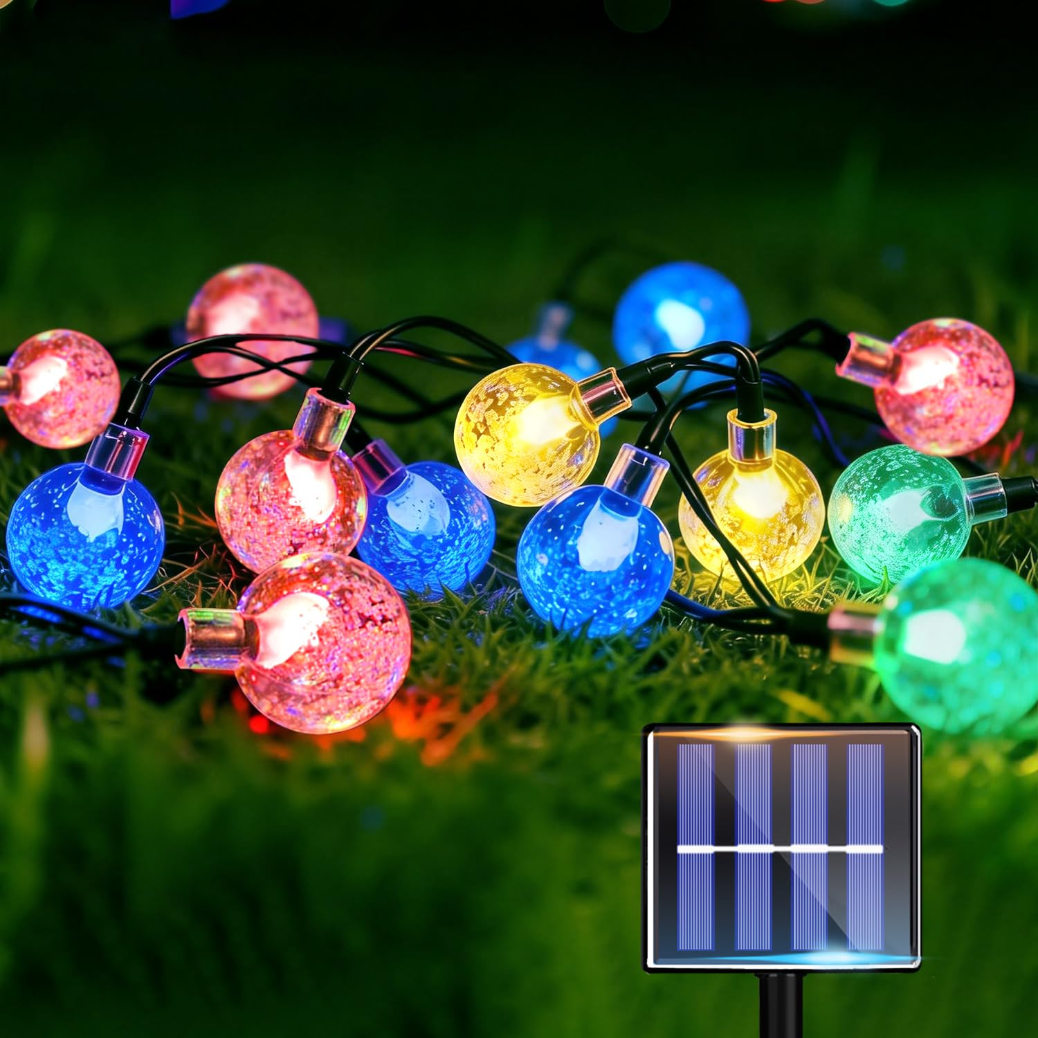 Molicar Solar Fairy Lights Outdoor 8 m Ball 40 LED Solar Fairy Lights Outdoor Weatherproof LED Outdoor Fairy Lights Solar for Balcony Patio Garden (Colourful)