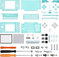 Vista 25 de eXtremeRate Carcasa completa de repuesto negra transparente para Nintendo DS Lite, funda de consola de mano personalizada con botones, lente