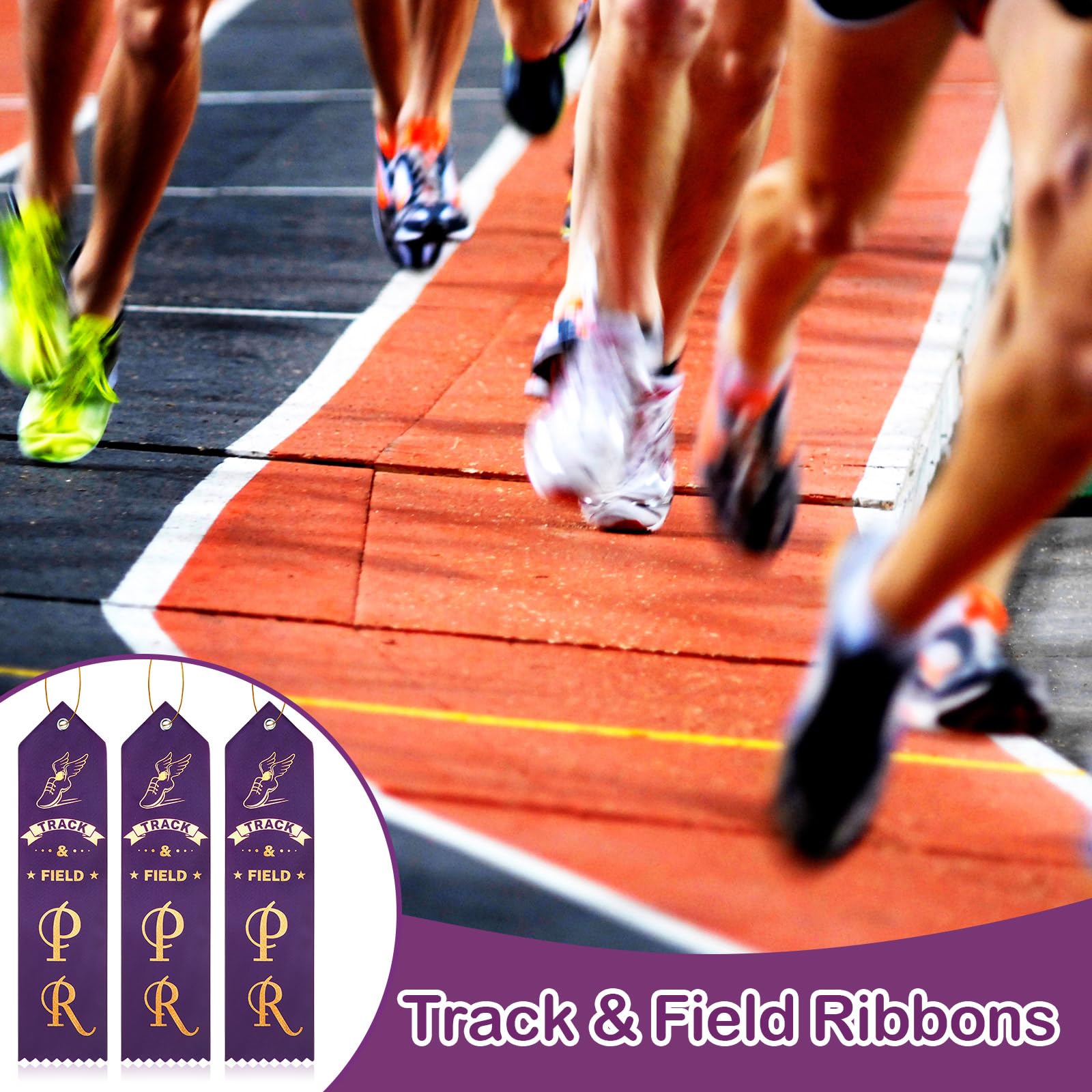 Customized Track Ribbons Ribbons For Competition Personal Record (Dark Purple) Track & Field ...