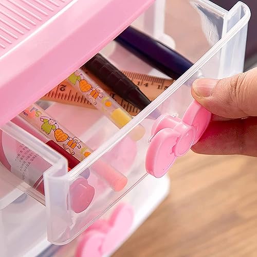 Miniatura 7 de Mini organizador de cajones de plástico de varias capas, lindo organizador de cajones, cómodas de plástico Kawaii con cajones, bonitos cajones de