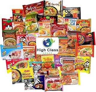 Ramen Noodles from Around the World International Snack Box Variety Pack of 10 Instant Noodles - Japanese, Filipino, Thai, Vietnamese with Chopsticks and Sticker