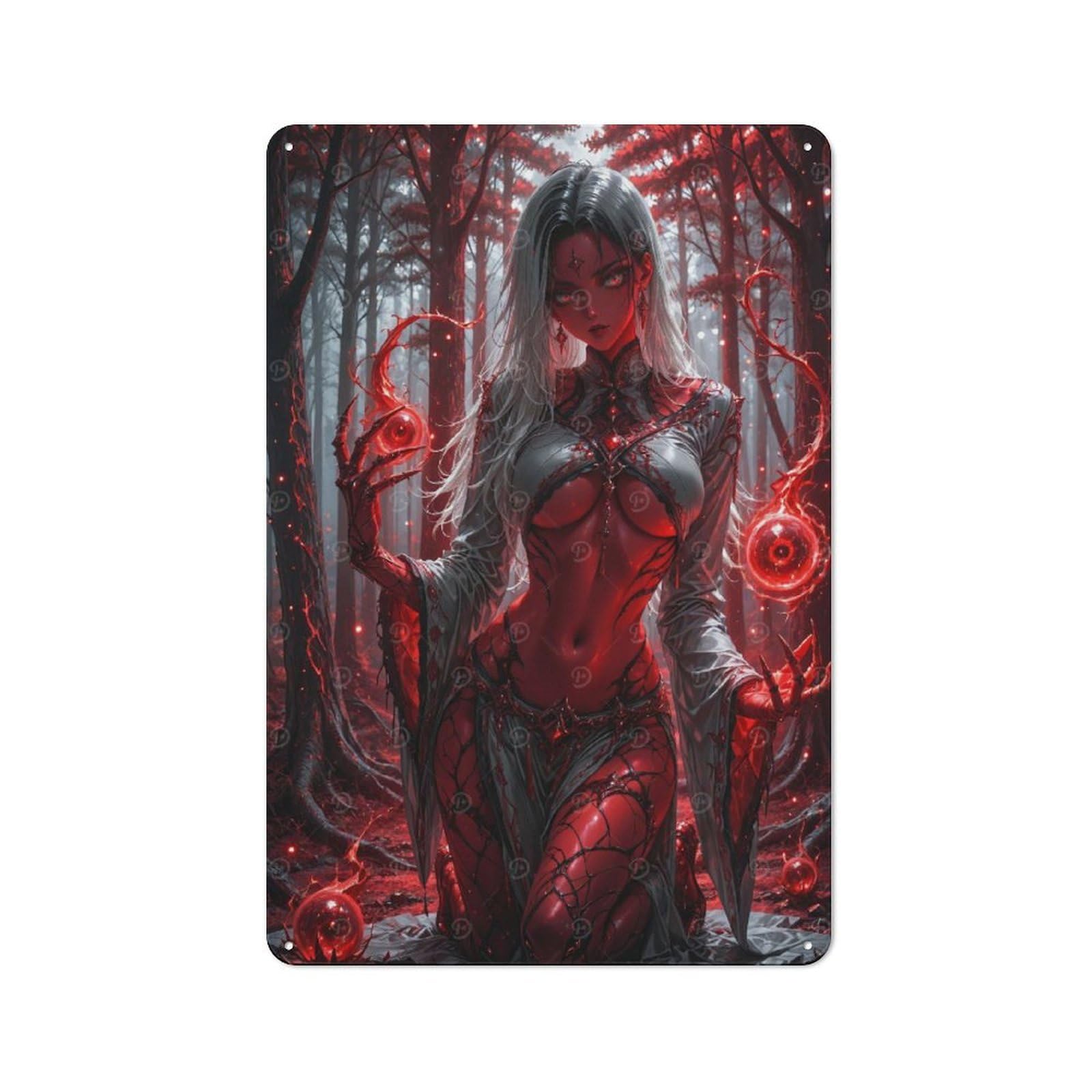 Understated Office Metal Sign 30x20cm Featuring Red Sorceress, Studio Wall Plaque for Office, Study, Studio Or Hallway