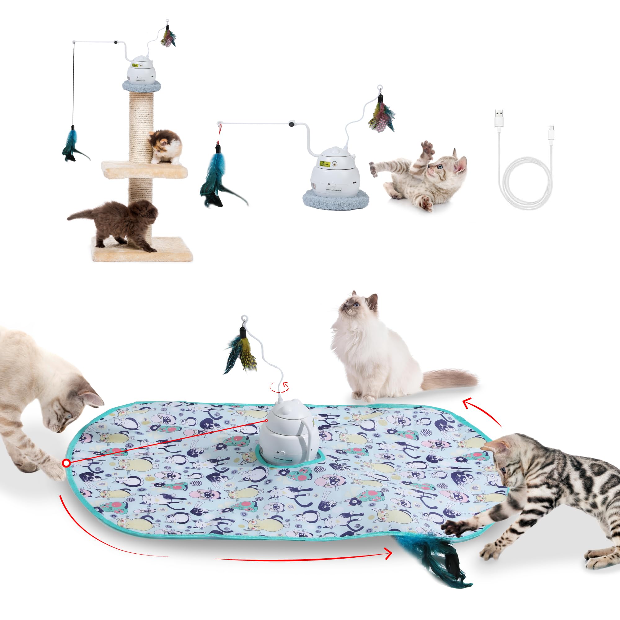 PAWSPIK 4-in-1 laser hide and seek cat toy