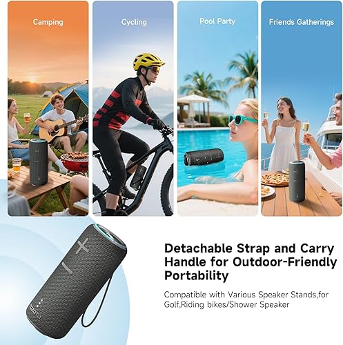 Miniatura 8 de Altavoz Bluetooth portátil, 30 W 360 sonido envolvente IPX7 impermeable altavoces de golf inalámbricos, altavoz TWS ruidoso al aire libre para