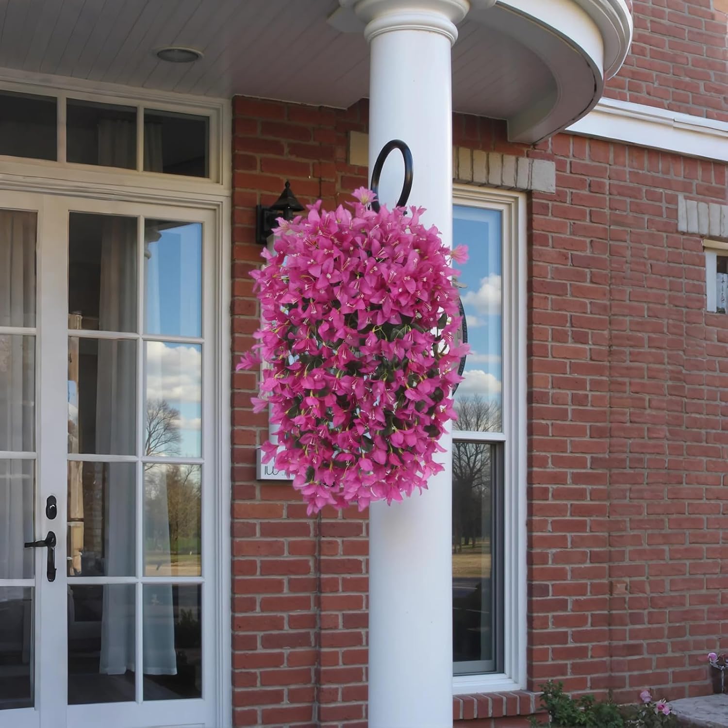 Artificial Fake Hanging Flowers Plants for Outdoor Spring Summer Decoration, 2 PCS UV Resistant Look Real for Home Indoor Outside Planter Porch Decor (Purple-3Pack)