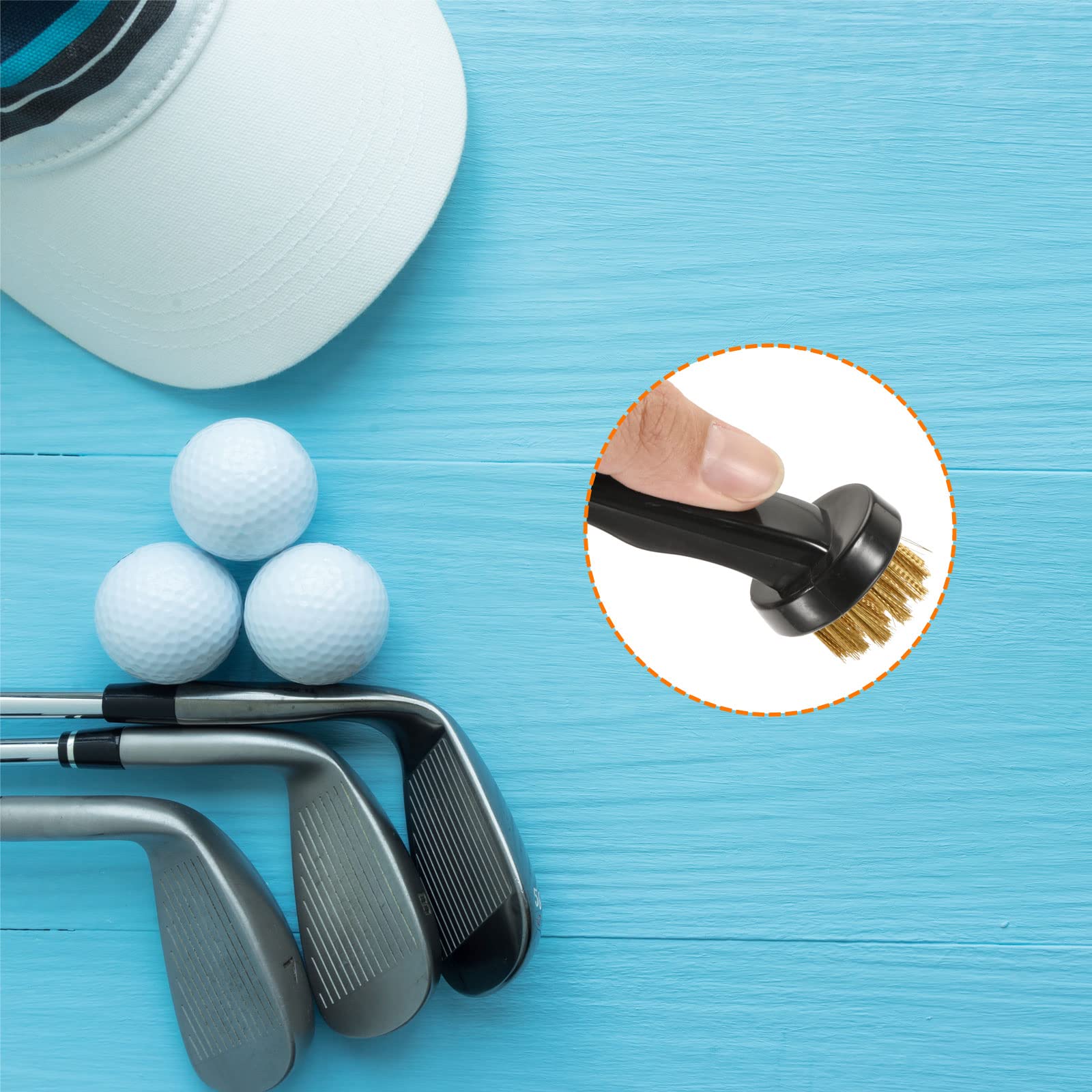 M METERXITY 1 Set Golf Club Brush, Golf Club Groove Cleaner Two Bristle Head Cleaning Tools with Clip, Retractable - Image 3