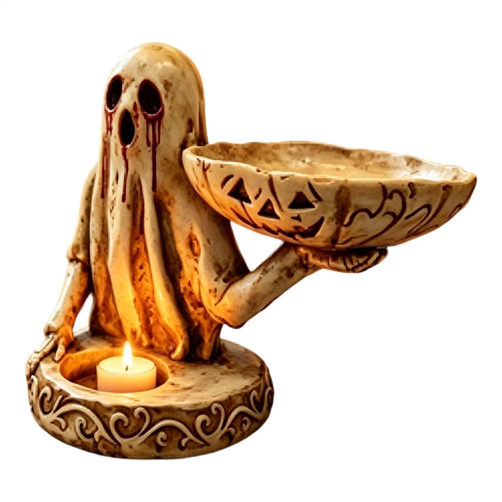Halloween-Kerzenhalter, Halloween-Geisterform, Tischdekoration mit Tablett