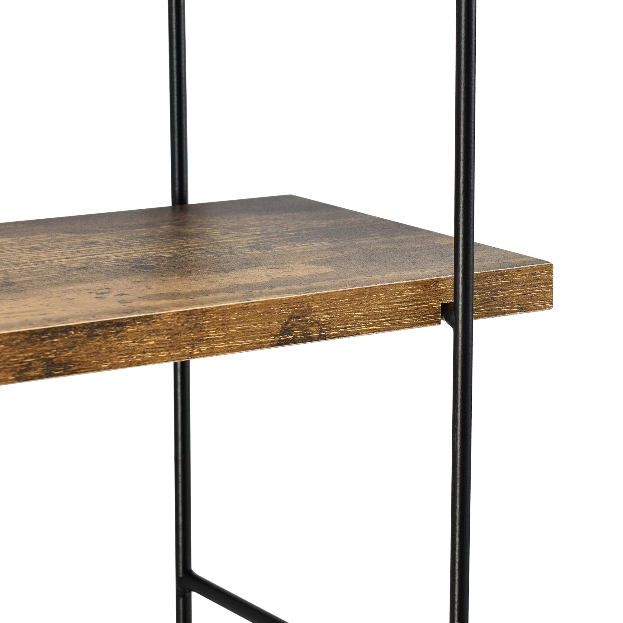 [en.casa] Scaffale da Parete a 3 Ripiani Scaffale da Muro Libreria Pensile con Ripiani Regolabili in Altezza 48 x 15 x 63.5 cm - Effetto Legno Scuro/Nero