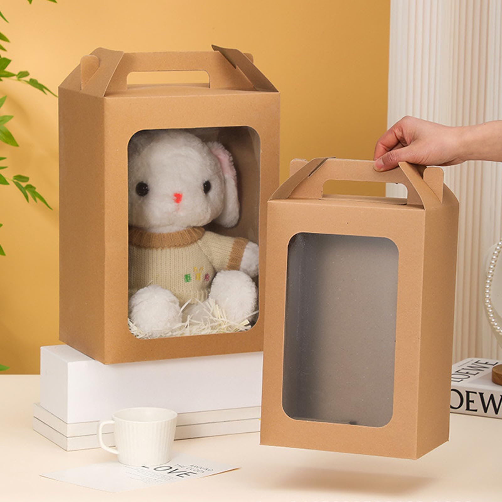 12 Stabile Geschenktüten Mit Sichtfenster – Aus Kraftpapier, Für Partys, Hochzeiten & Events