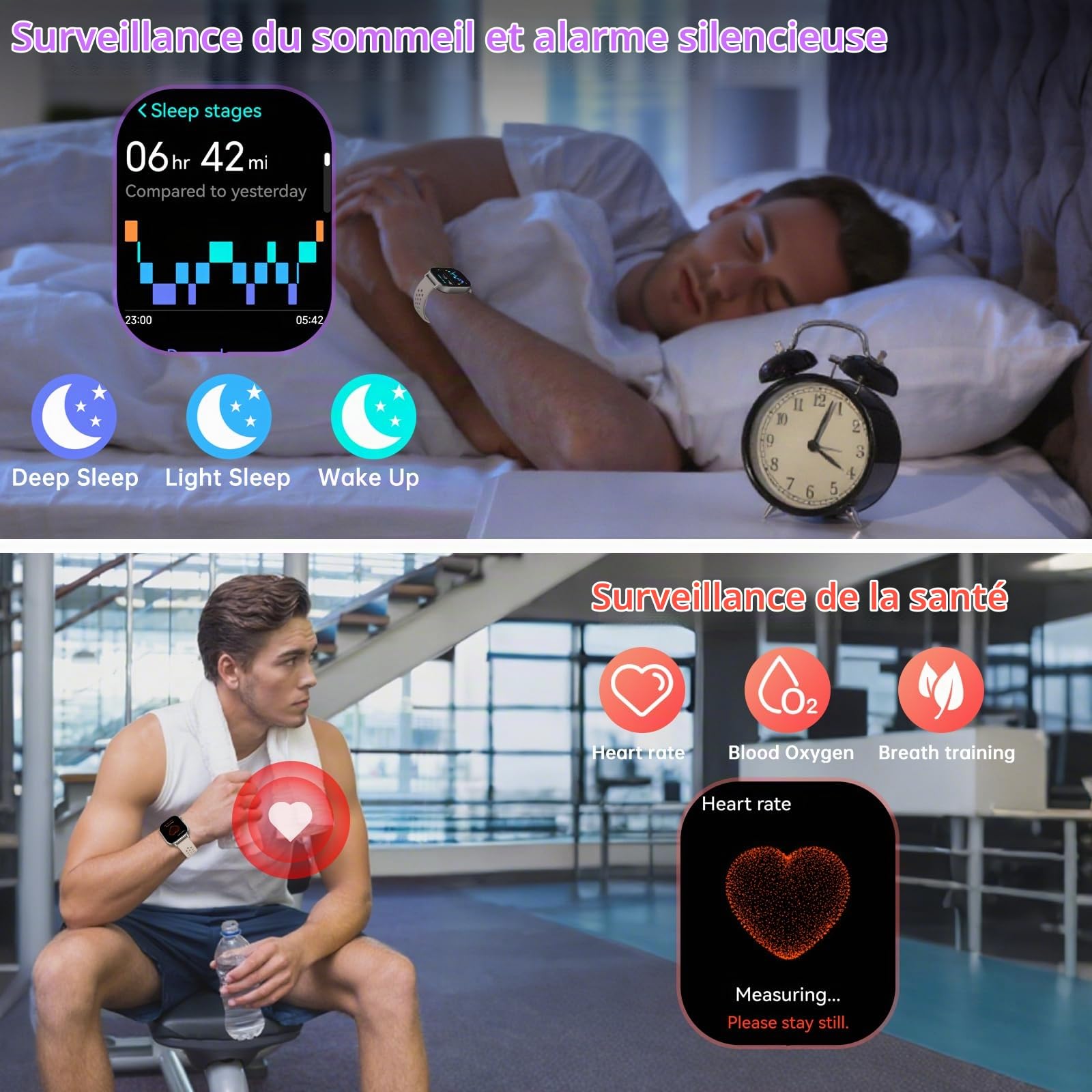 GPS Montre Connectée Homme Femme, AMOLED 2,06" Smartwatch 5ATM Étanche HD Appels Bluetooth, 110+Sportifs Montre Sport Podometre Cardiofrequencemetre SpO2 Sommeil, Montre Intelligente pour Android iOS