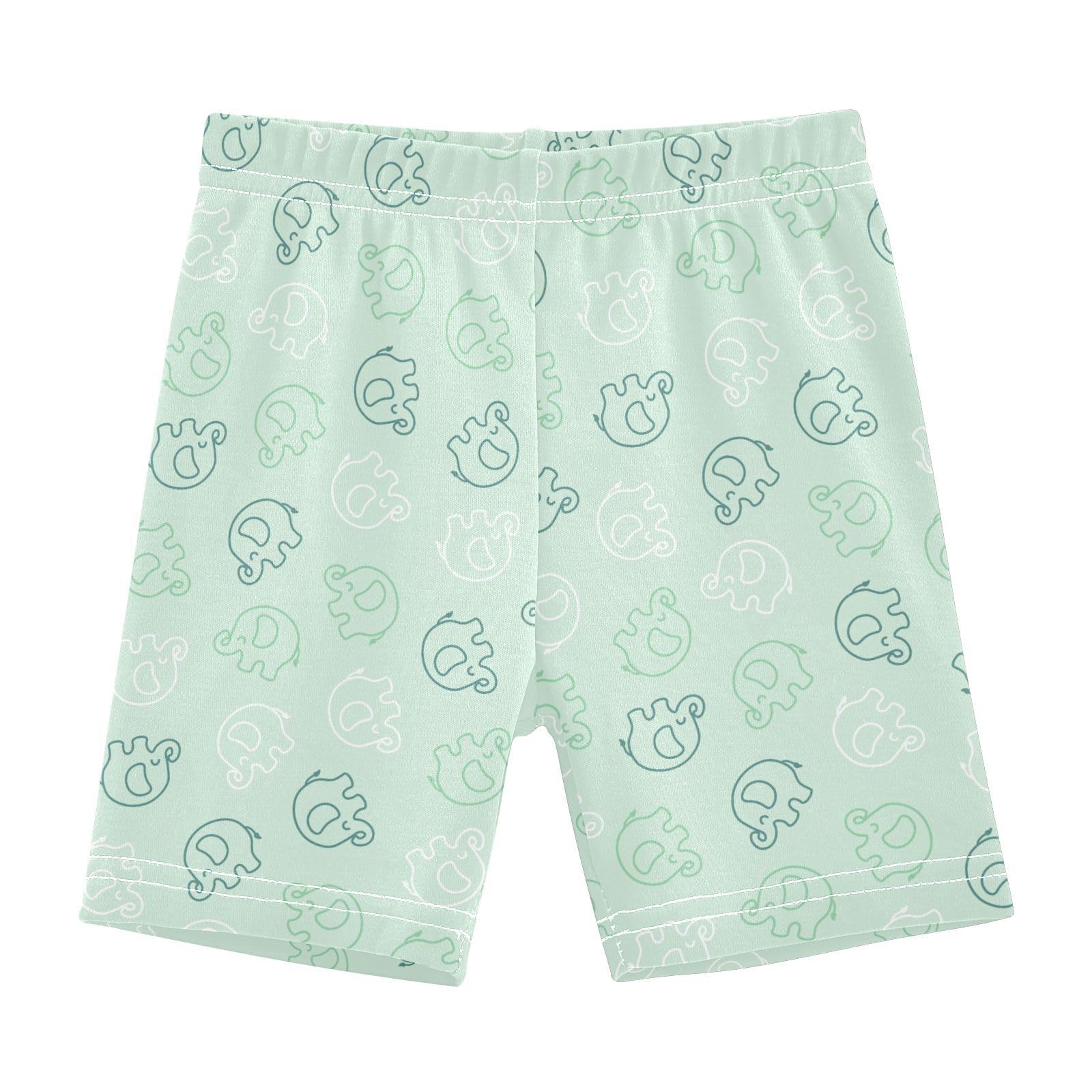 JHKKU Girls Cute Elephants Shorts Cotton Cartwheel Bike Kids Biker Under Dress Dance Short Girl Clothes 10Y