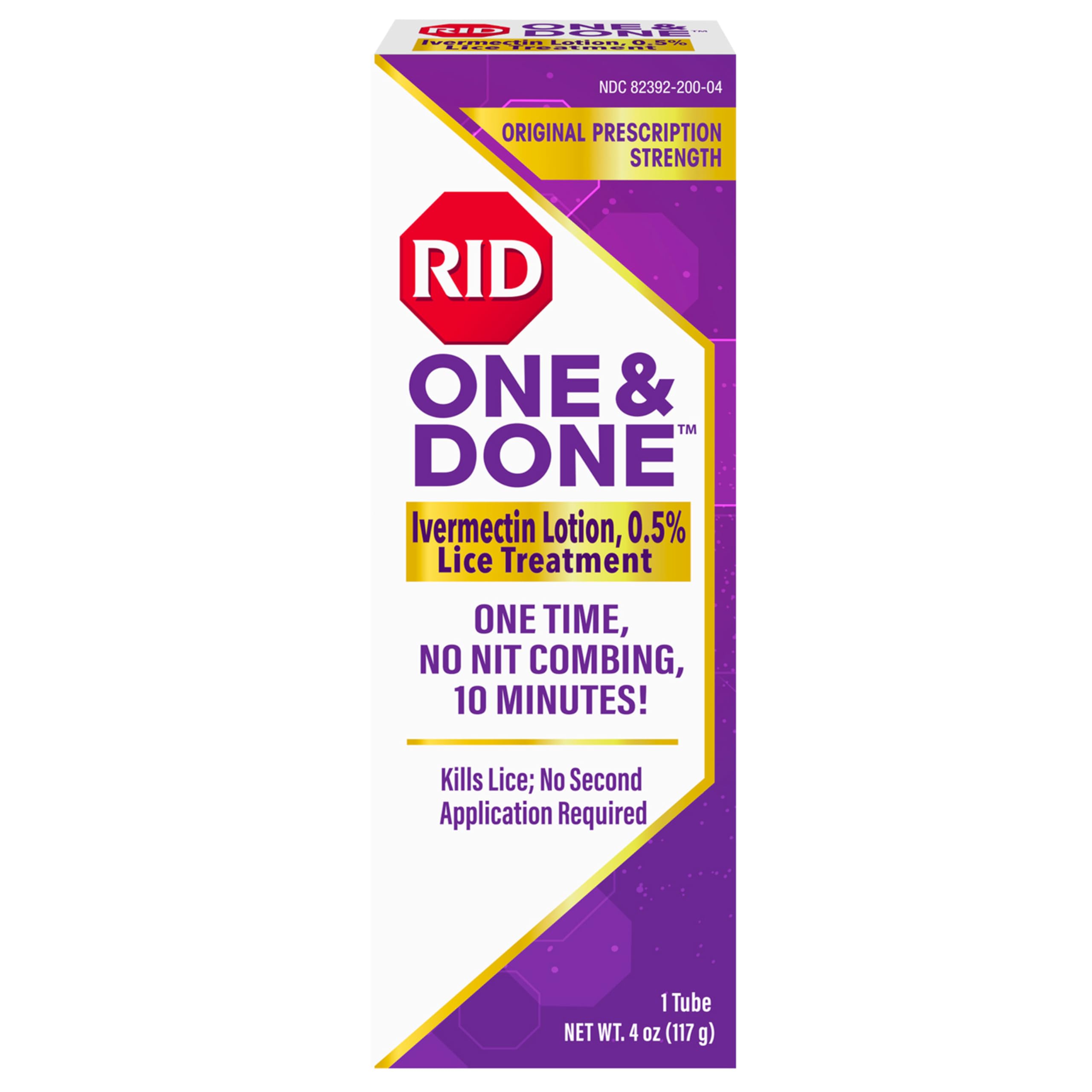 RID One & Done, Just One Application Head Lice Treatment, No Combing Required, Prescription Strength Ivermectin Lotion for Children & Adults, Eliminates Super Lice & Renders Eggs Non Viable