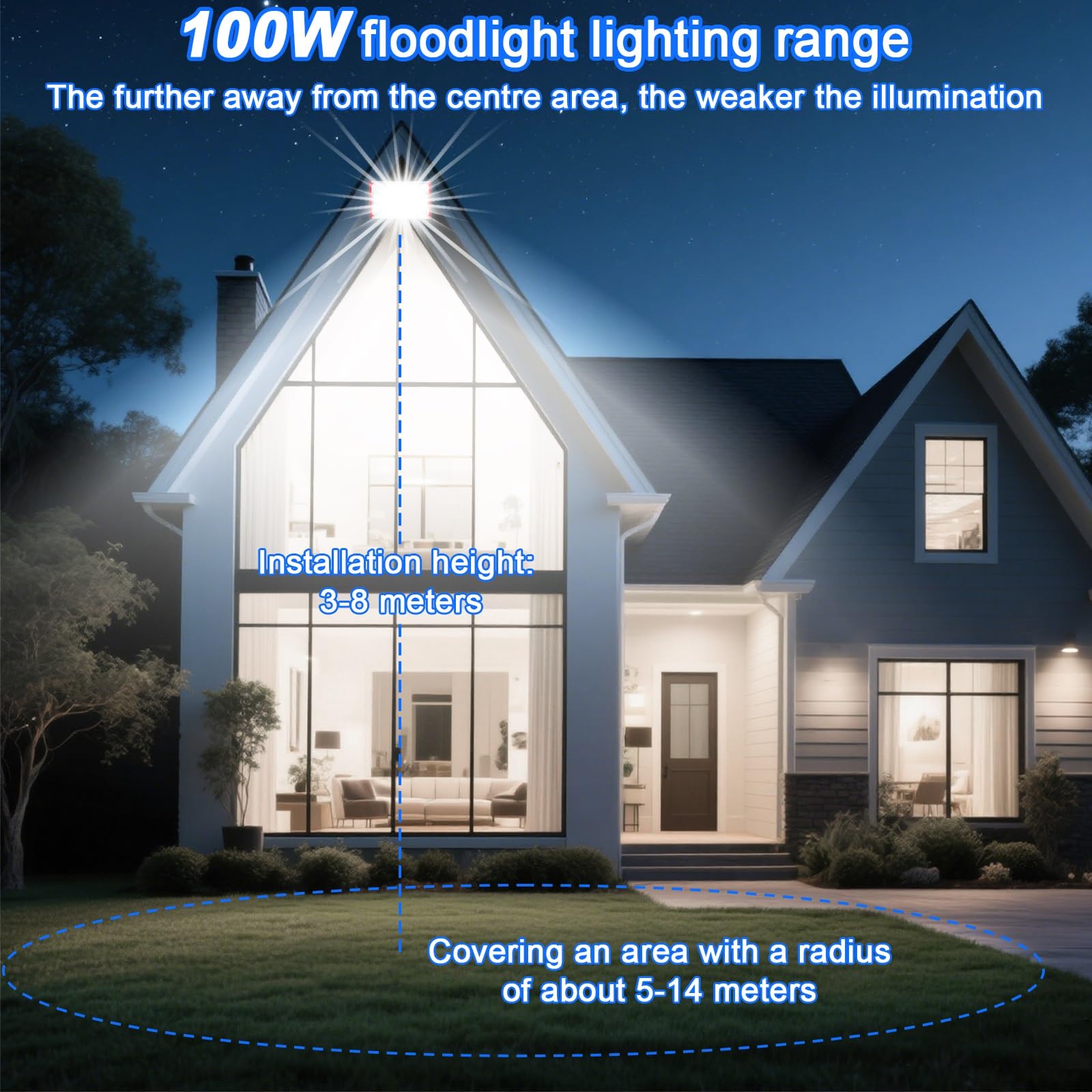 CREATESTAR Faretto Led da Esterno 10000LM 100W, Faretti Led Esterni 6500K luce bianca fredda, 2 Pezzi IP66 Impermeabile Faro Esterno per magazzino giardino garage campo sportivo cortile