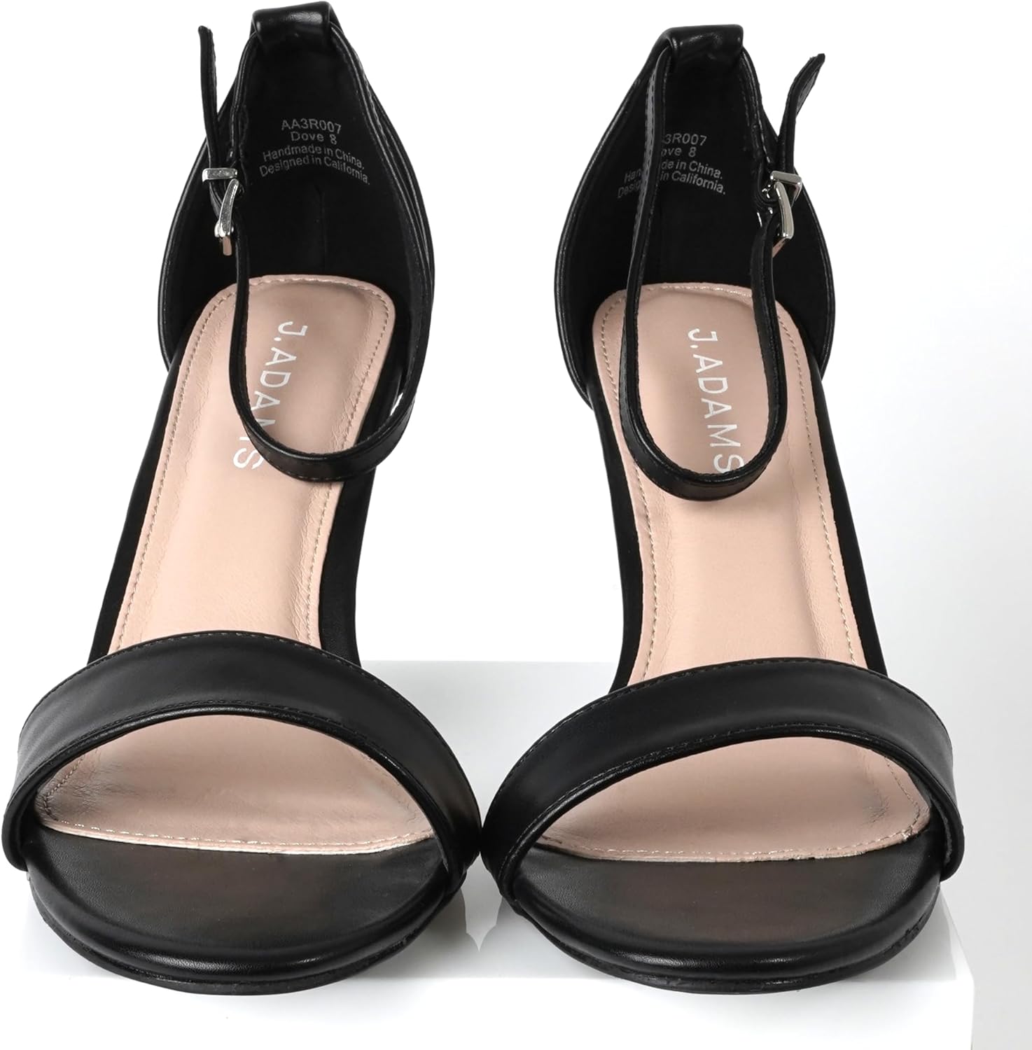 J. Adams Dove Ankle Strap Womens Stiletto For Women Sexy - Open Toe Strappy Heels, Wedding Shoes For Bride, Summer Heels and Bridal Shoes - Black - 7 - Image 6