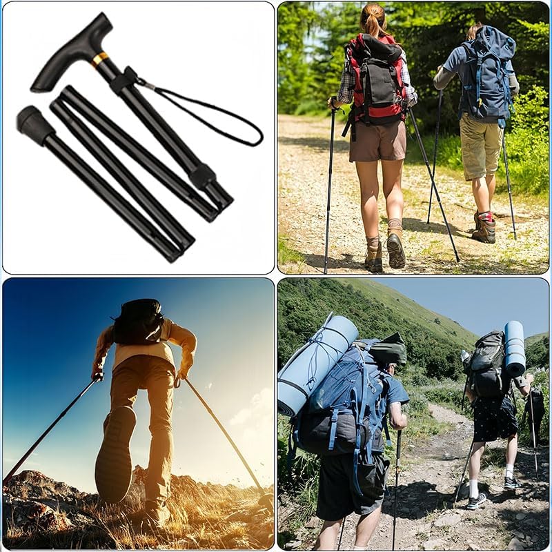 Miniatura 2 de Bastones de senderismo plegables, bastones de senderismo plegables de aleación de aluminio, bastones de senderismo ligeros y ajustables para