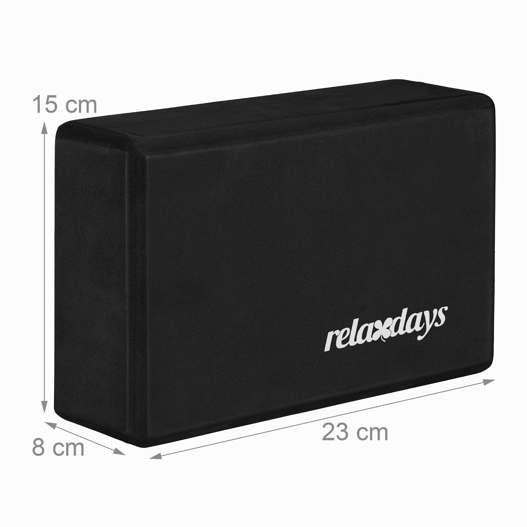 Relaxdays Yoga-Blöcke, Schaumgummi, Trainingszubehör, rutschfest, 8 x 23 x 15 cm, 2 Stück