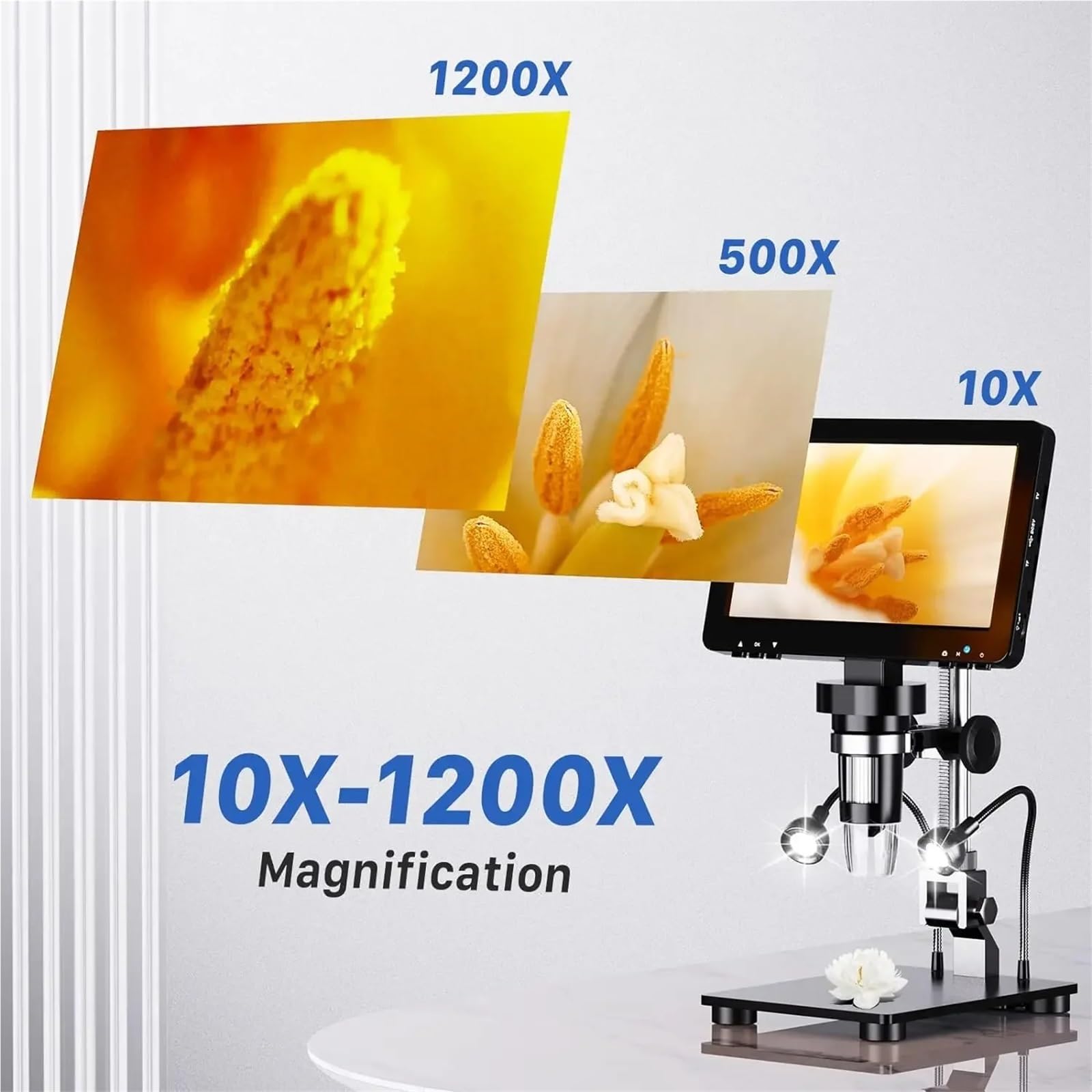 Digitales Mikroskop. Digitalmikroskop 7" 1200X Mit IPS-Bildschirm, 1080P 16MP Tragbar