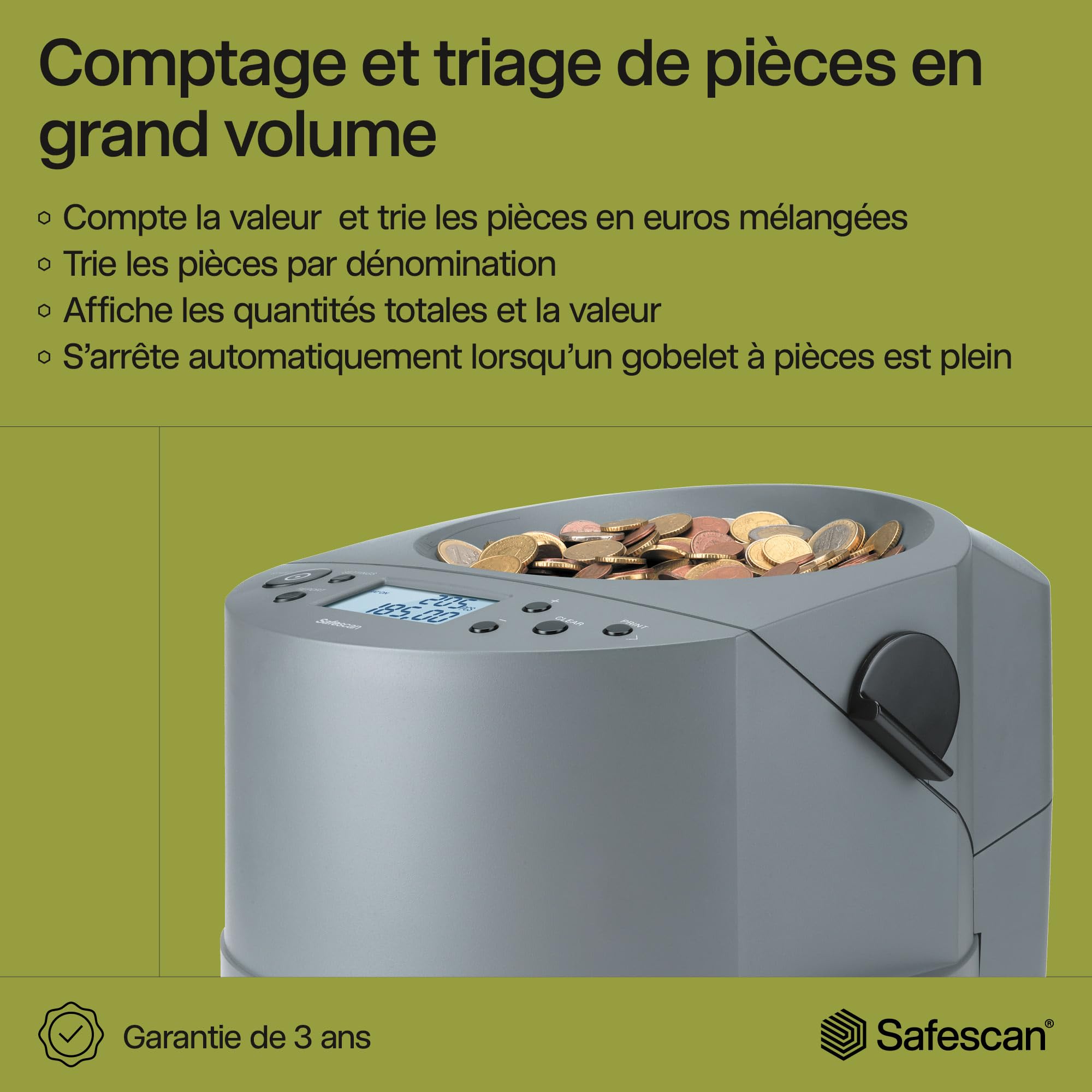 Safescan 1450 Trieuse de pièces comptage rapide gros volumes euros