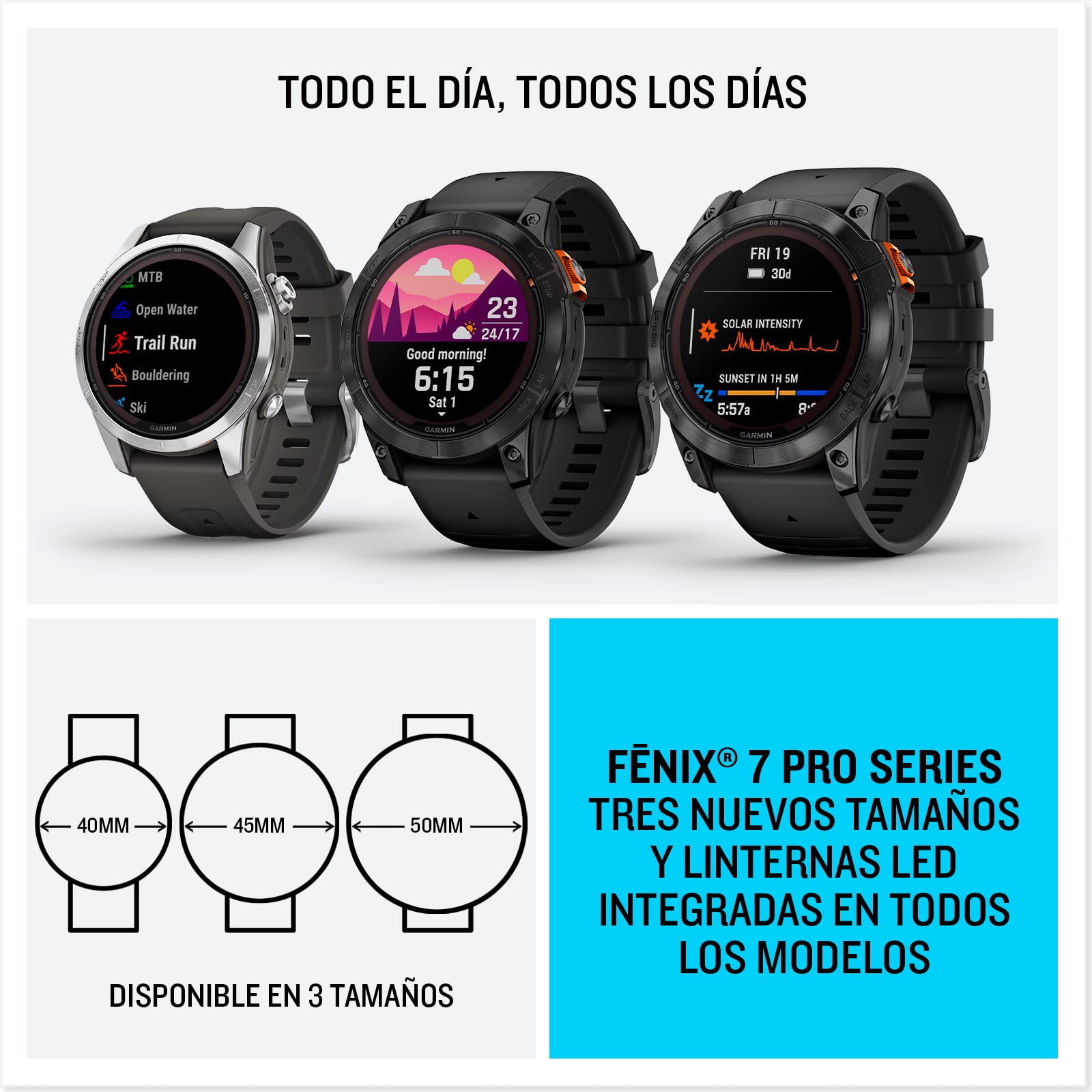 Garmin fēnix ​​7X Pro Solar, Reloj GPS Multideporte con Carga Solar, Pantalla táctil, Linterna LED, frecuencia cardíaca, mapas, música y 37 días de batería, Negro