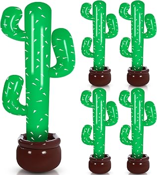 2 Pack Inflatable 48" Large Cactus Prop Decor Giant Cactus Tree Prop Beach Backdrop Favor for Mexican Cinco De Mayo Hawaiian Luau Party Summer Theme Decoration Desert Western Cowboy Theme