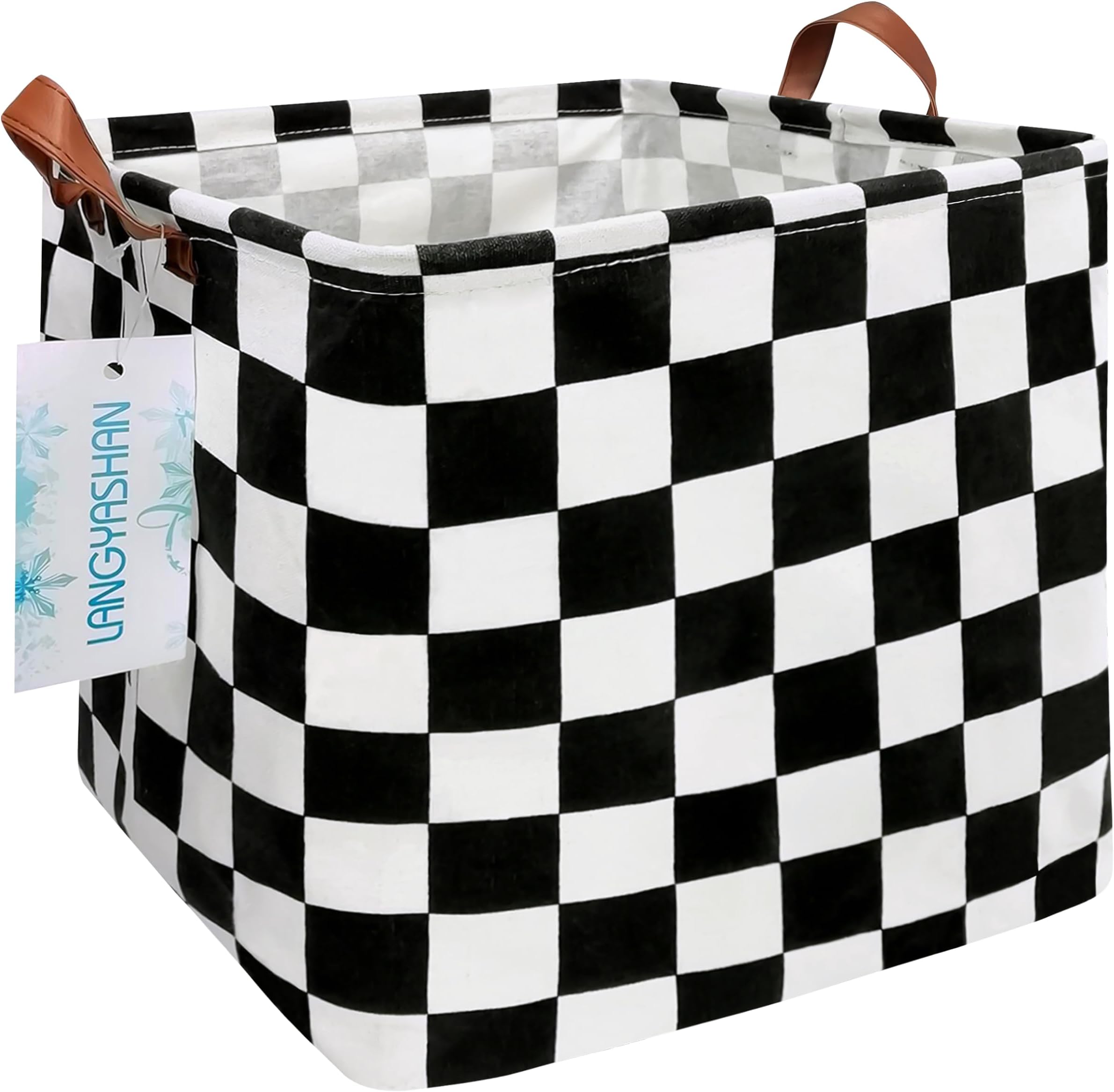 LANGYASHAN Square Storage Baskets Waterproof Canvas Children Laundry Nursery Hamper for Shelves Gift Baskets Toy Organizer Room Decor (Square Racing flag)