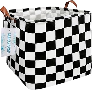 Square Racecar Storage Baskets Shelf Gift Toy Organizer Room Racing Flag | Laundry Hamper Collapse Canvas with Handles for Organizing Home Kitchen Children Toys Office Closet Shelves