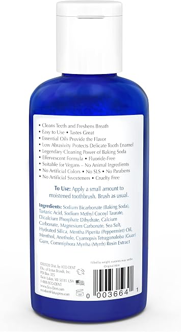 Eco-Dent DailyCare Baking Soda Toothpowder, Mint - Fluoride-Free Toothpaste Powder, SLS-Free Tooth Powder with Minerals, and Essential Oils, Toothpaste Alternative, 2 Oz Each (Pack of 6)