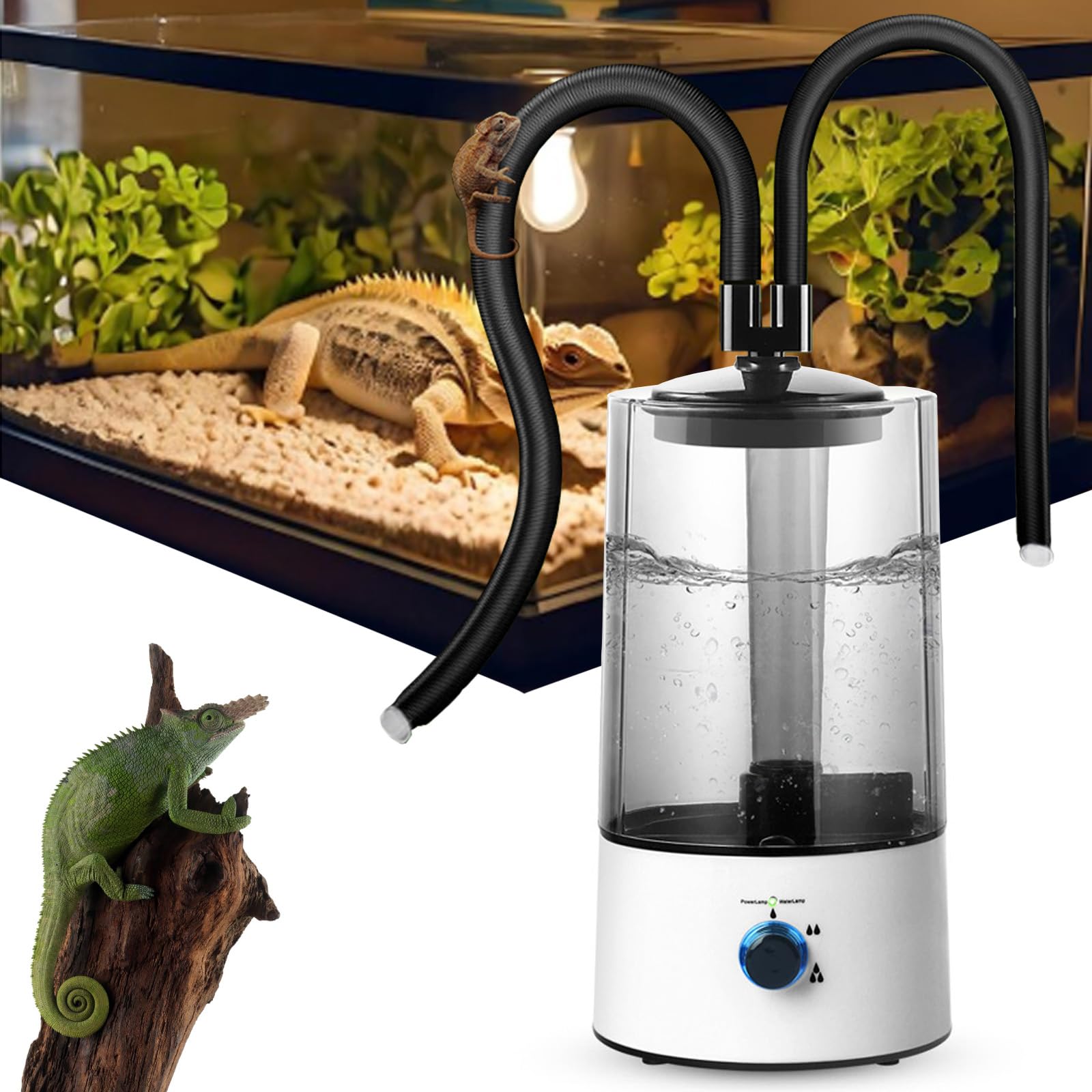 4L Humidificador para Terrarios de Reptiles, Nebulizador con doble Barril Extensible y Ajuste de Pulverización en tres Etapas, Humidificador para Terrarios de Reptiles