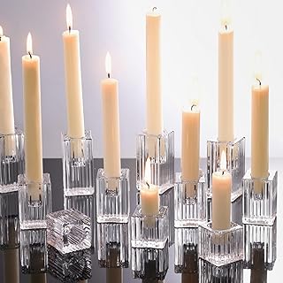 29 Moody Bathroom Ideas That Add Drama and Depth 46 LETINE 12pcs Vertical Stripe Glass Candlestick Holders - Chic Taper Cand...