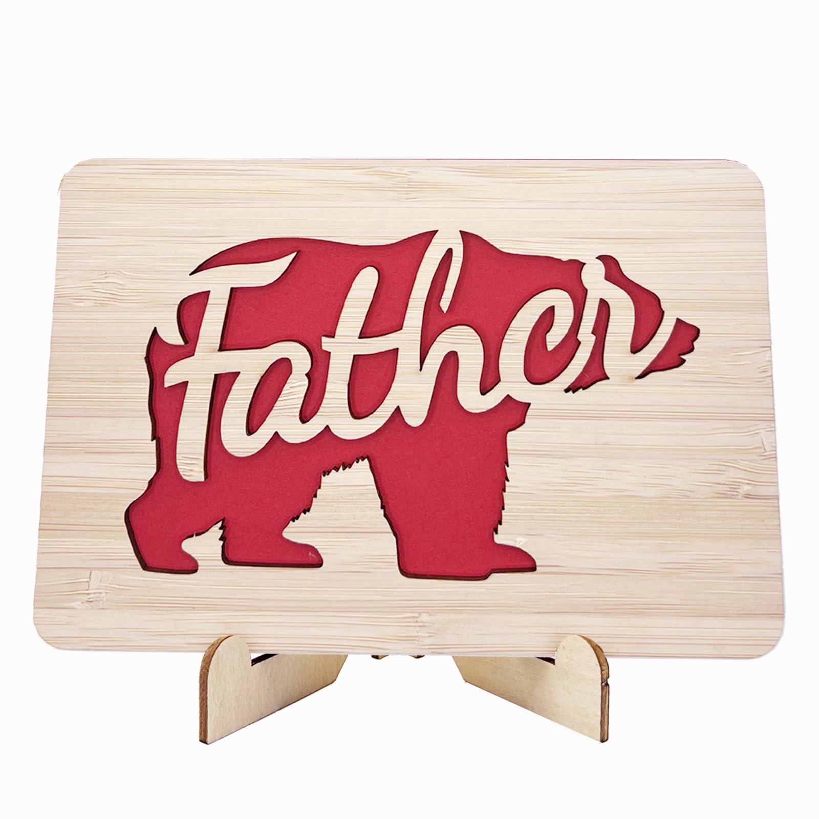 VANSUN Happy Father’s Day Wooden Card with Display Stand,Fathers Day,Birthday Card,Thank you Card for Dad
