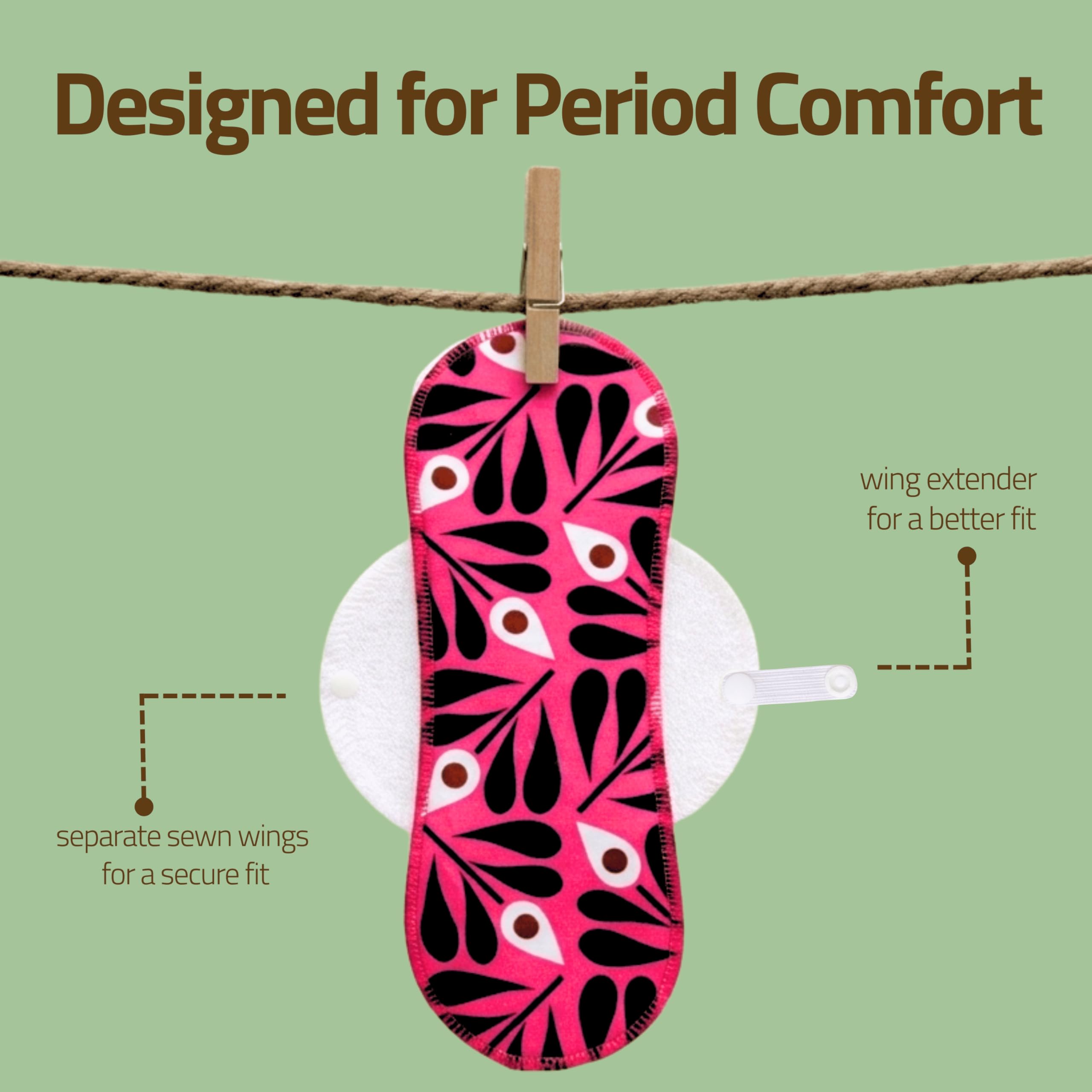 Compresas reutilizables en algodón orgánico para flujo ligero (S+M, 6 uds.); lavables a alta T°, HECHAS EN LA UE; suaves y no irritantes, compresas de tela para una higiene menstrual cómoda de mujeres - 5