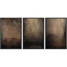SIGNFORD Framed Canvas Print Wall Art Set Abstract Earthy in Deep Brown and Beige Tones Modern Art Decorative Colorful for Living Room, Bedroom, Office - 16"x24"x3 Black