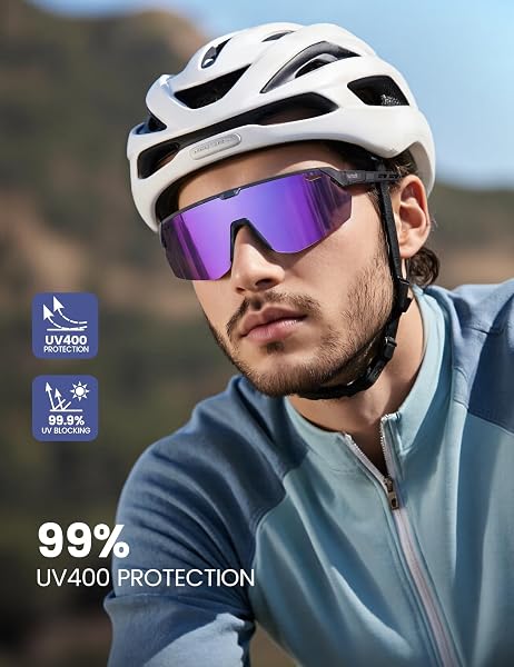 Lamicall Lunettes de Soleil Polarisées Cyclisme, [24g Ultra-Légère] Protection UV400, TR90-Monture, Plaquette de Nez Réglable, Lunettes de Soleil de Sport Homme Femme pour Pêche/Sports Outdoor - 2