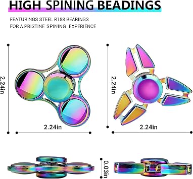 SCIONE Metal Fidget Spinner for Kid Adult, Sensory Hand Fidget Toy 7 Pack-Anxiety Toys Stress Relief Reducer-Party Favors, Gifts for Kids Birthday, Goodie Bag Stuffers, Classroom Prizes