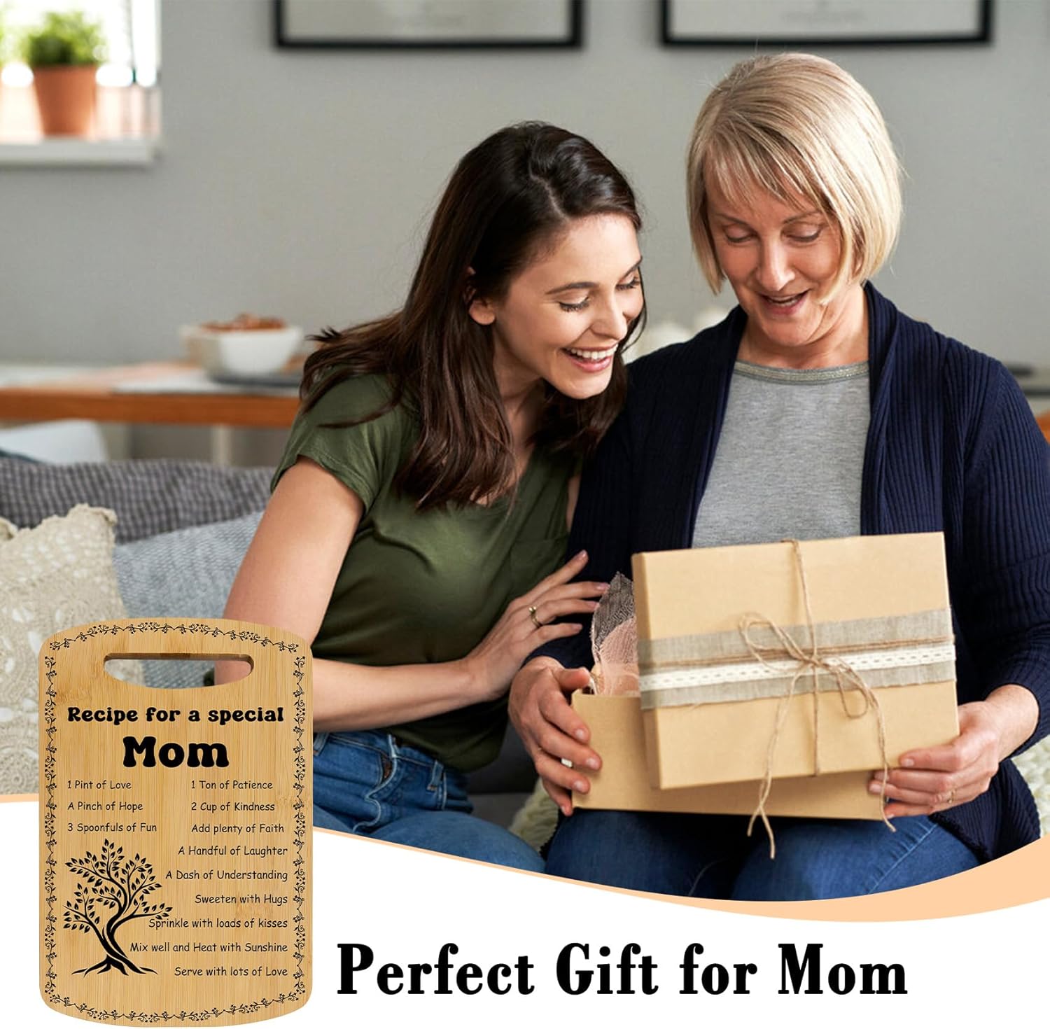 Mom Cutting Board Christmas Gifts from Daughter Son Bamboo Wood Gift Stocking Stuffers Housewarming Unique Mothers Day Valentines Day Birthday Gifts for Bonus Mom Stepmom Mother Mama - Image 6