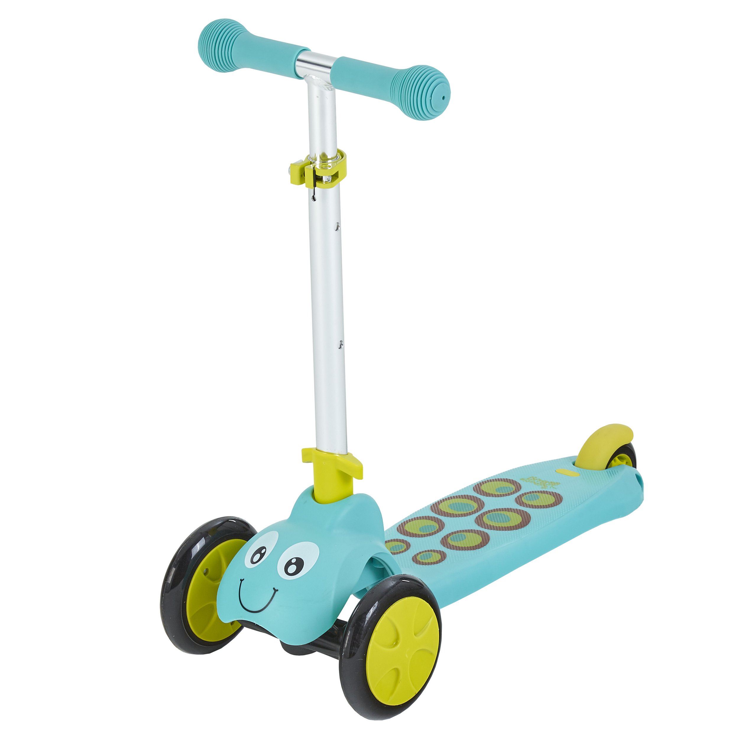 Scootiebug - Teal | 3-Wheel Foldable Scooter with Height-Adjustable Handlebar, Non-Slip Deck Surface | Develop Balance and Motor Skills, Sturdy and Easy to Maneuver | For Kids Ages 2 to 5