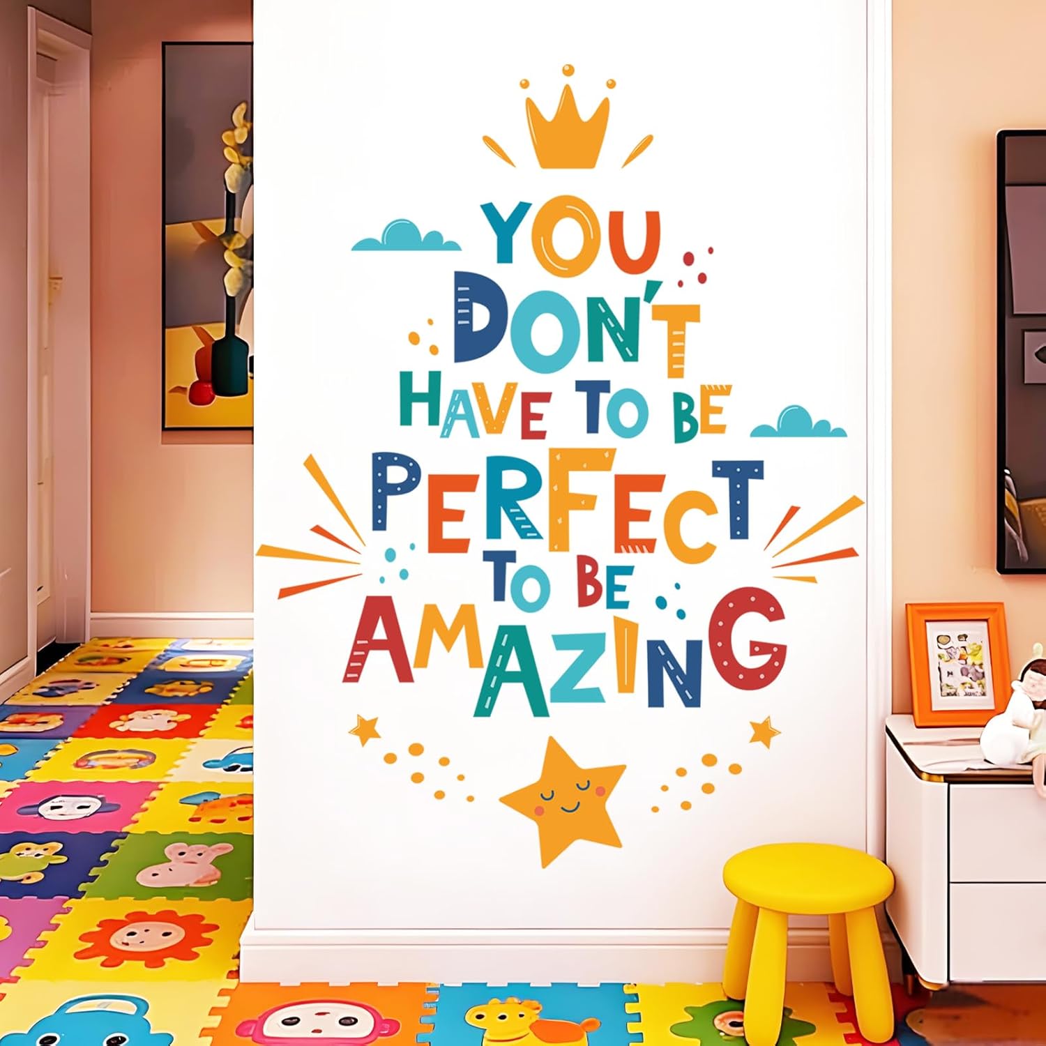 Colorful Inspirational Wall Decals Motivational Phrases Stickers Inspirational Saying Wall Stickers Watercolor Thankful Brave Creative Decals for Bedroom Classroom Decoration