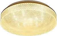 Plafon LED Beau Redondo 24W com Cristal e Borda Dourada Luz Branco Quente 3000K Bivolt 35cm SL Iluminação