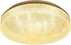 Plafon LED Beau Redondo 24W com Cristal e Borda Dourada Luz Branco Quente 3000K Bivolt 35cm SL Iluminação
