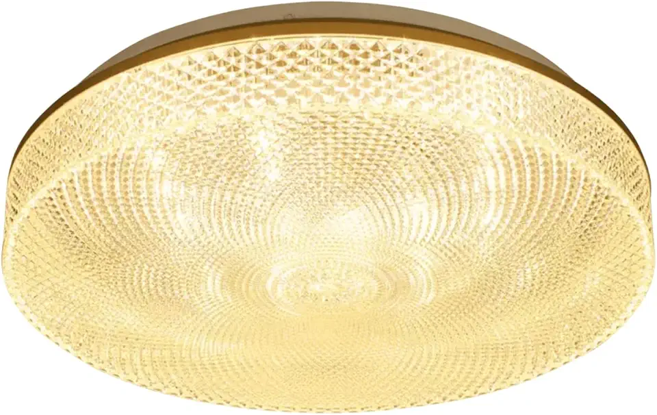 Plafon LED Beau Redondo 24W com Cristal e Borda Dourada Luz Branco Quente 3000K Bivolt 35cm SL Iluminação