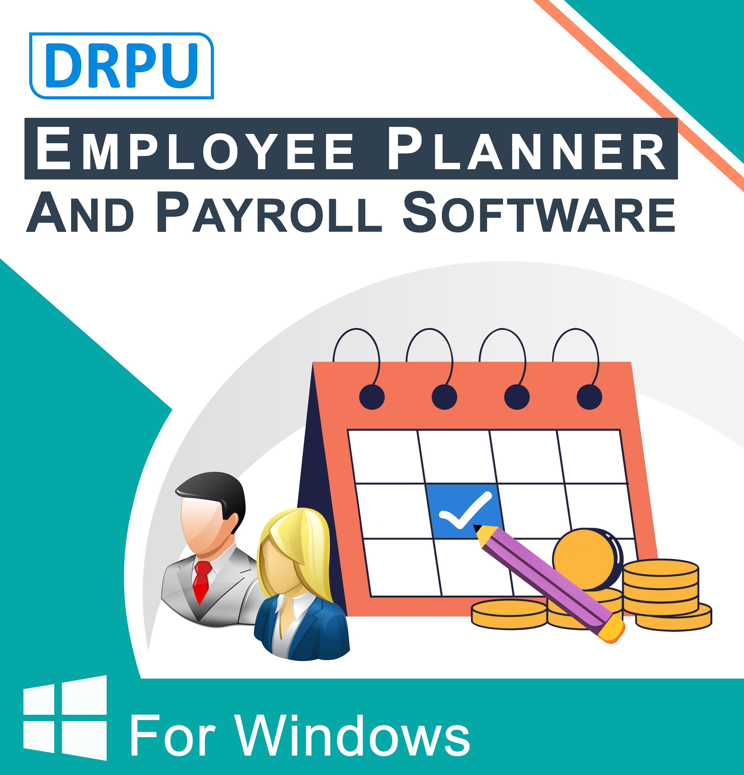 DRPU Employees Planner and Payroll Software ( 1 PC LICENSE ), Software Download License Card, Compatible with Windows