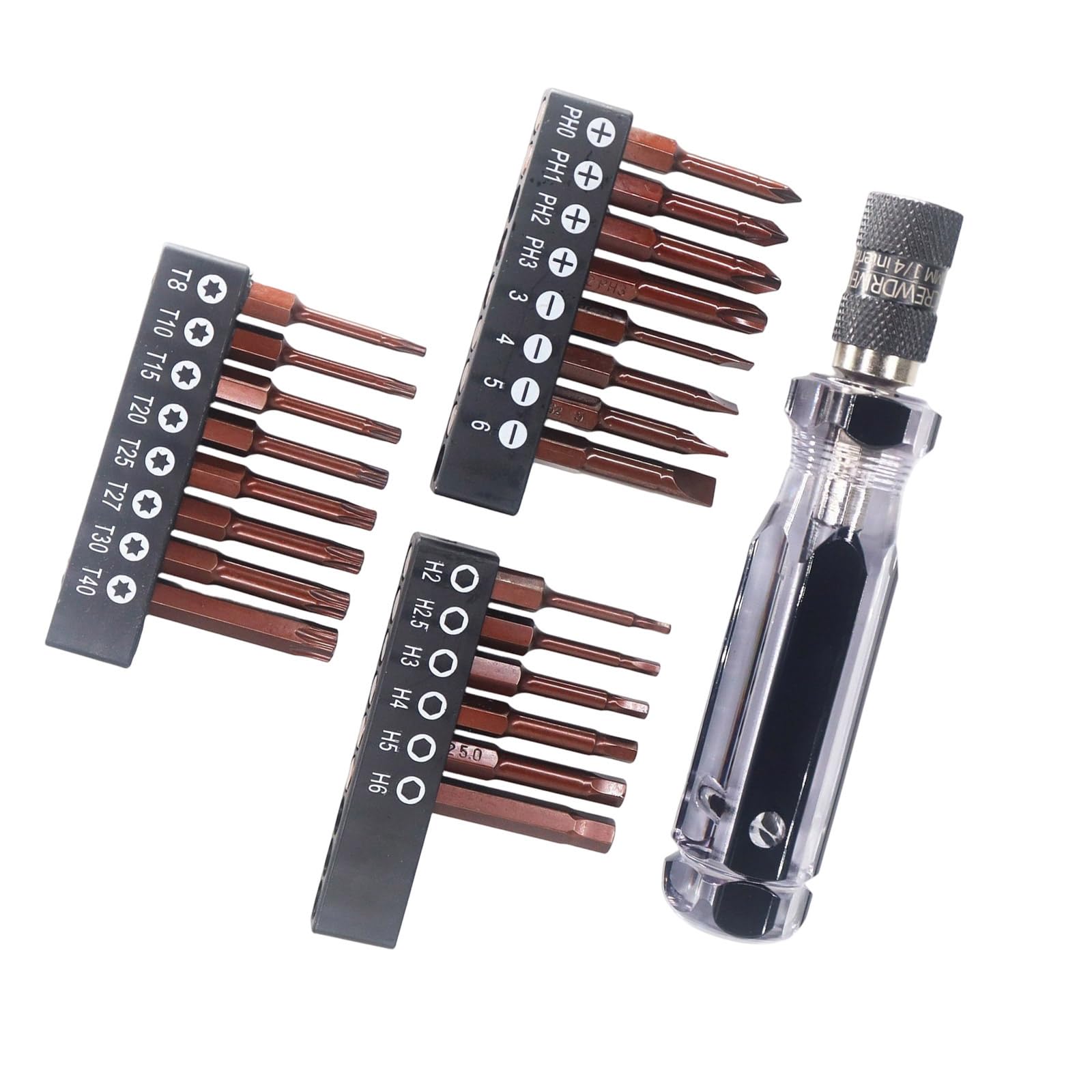 Pffiocix 22 Batches 2 In 1 Replaceable Drill Bit With Self-Locking Grip, Hex Shank Driver Handle, Driver Grip For Precision Work