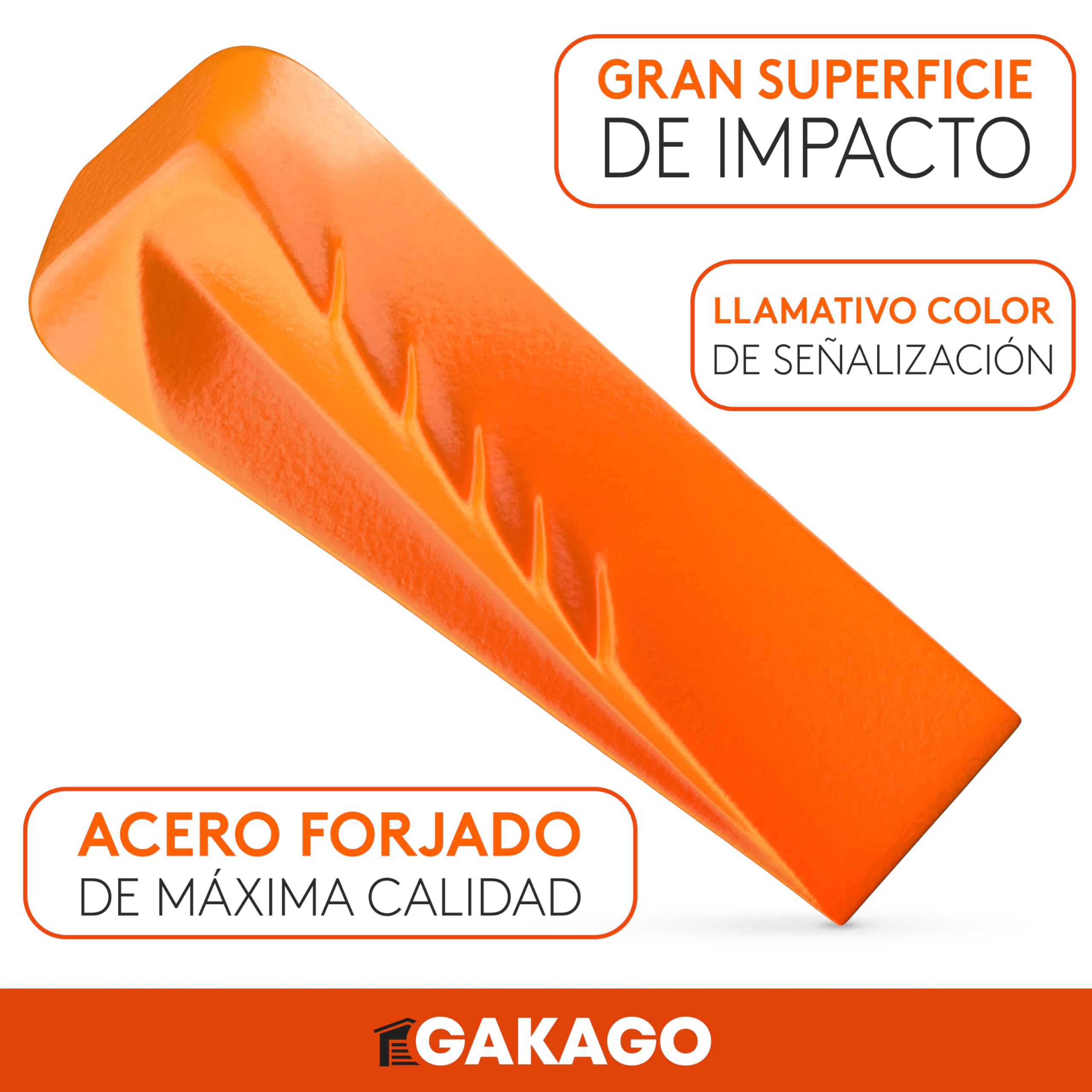 Gakago Cuña de división para Madera - Potente cuña de división rotativa con Fuerte acción de división - Cuña de división forjada de Acero Macizo en Color señal y Gran Superficie de Impacto