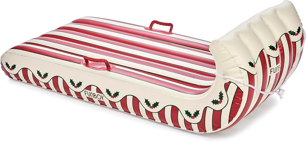 FUNBOY Holiday Holly Toboggan Luxury Inflatable Snow Sled — 사진 1