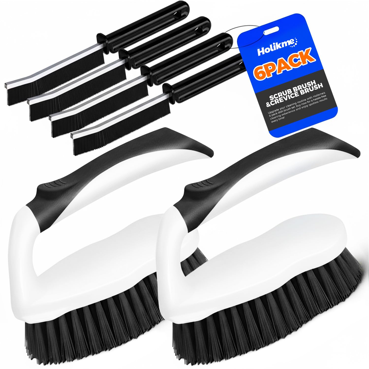 Holikme 6 Pack Cleaning Brush Scrub Brush Kitchen Brush for Floor,Black