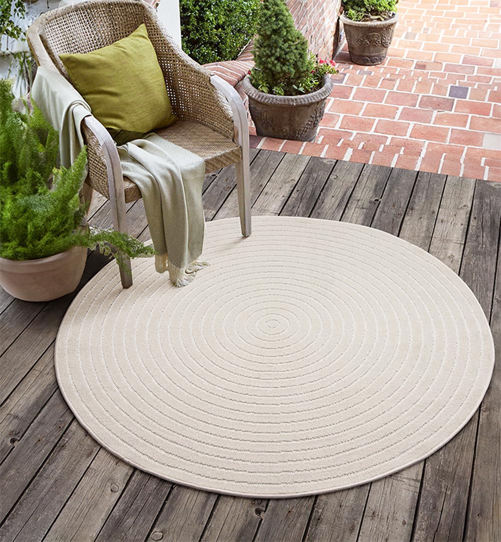 the carpet Santo Plus - Alfombra Moderna, salón Dormitorio Alfombra, Crema, 160 cm Redondo