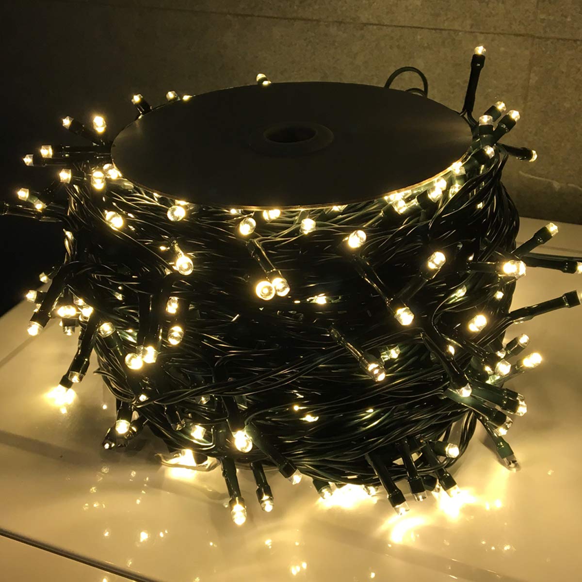 Aufun Guirlande Lumineuse Extérieure 100 M, 1000 LED Blanc Chaud, IP44, 8 Modes, Pour Noël, Mariage, Jardin
