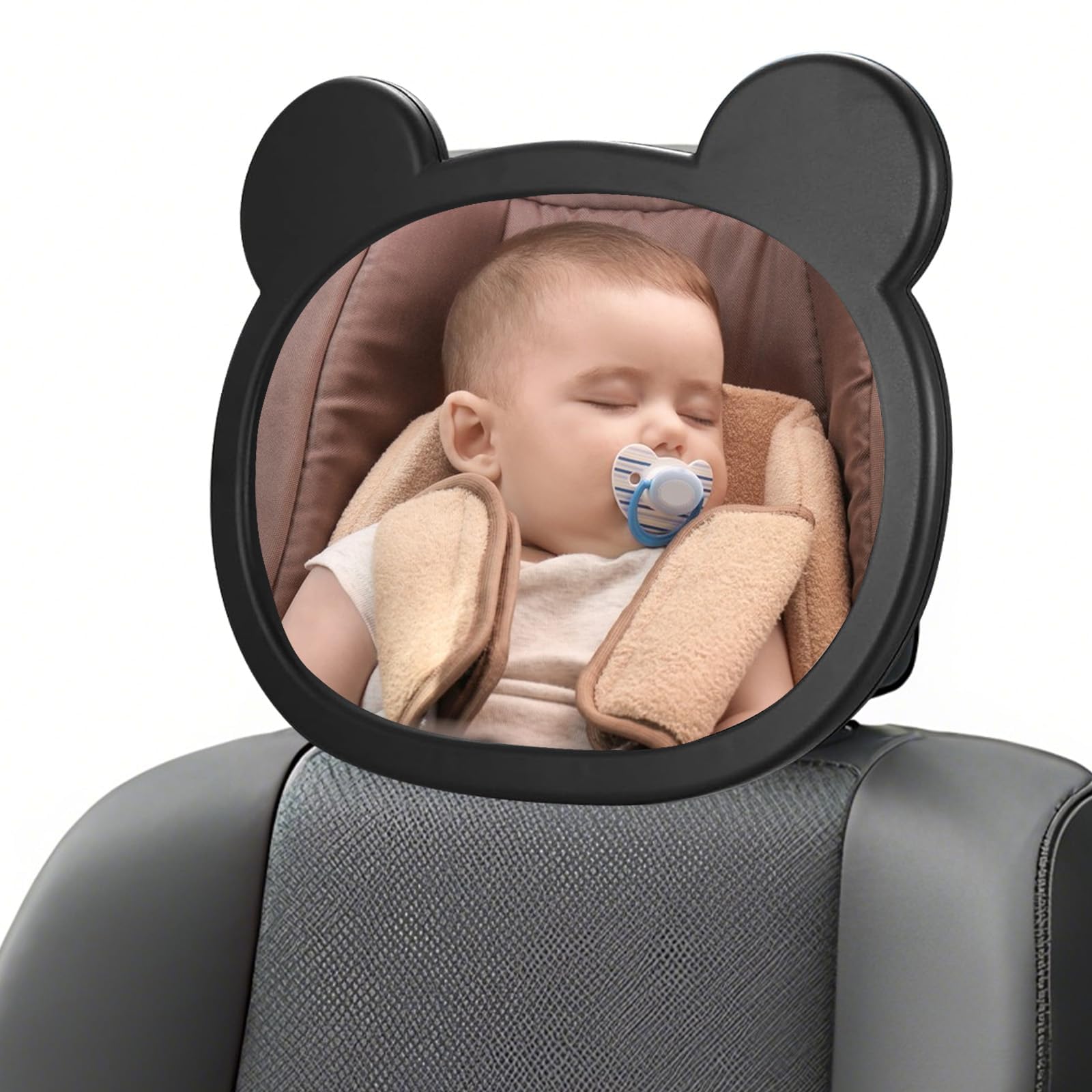 Miroir Voiture Bebe Dos Route Rétroviseur Pour Bébé Avec Clips à Ressort, Miroir En Verre, Rotatif à 360°, Pour Siège Enfant Dans La Plupart Des Voitures (129 X 65,8 Mm) (2 Noirs