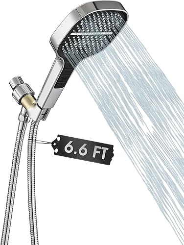 Miniatura 8 de Cabezal de ducha de mano con manguera extra larga, espray de mano desmontable cuadrado de 8 ajustes con botón de llave de piano e interruptor de